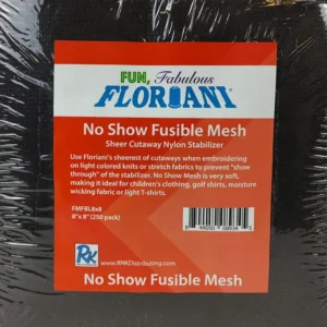 Floriani No Show Fusible Mesh 8" x 8" precuts BLACK - 250 pcs - Commercial